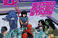 strip poker tracy marvel captain hulk scops she comic force stars spider man parker peter nico comics carol danvers minoru