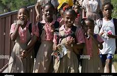 school jamaican children uniform stock alamy blue