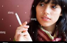 smoking girl cigarette alamy teenage stock
