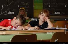 tired school sleep children learning classroom pupil alamy study