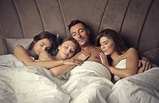 man women three sleeping stock time same