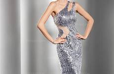evening dress mermaid silver jjshouse sweep trumpet train shoulder dresses sequined color prom tulle