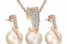 sets jewelry imitation rhinestone pearl bridal necklace gold water party wedding color fashion women