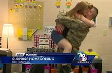 daughter military surprises school father