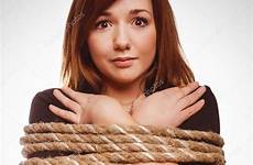woman tied rope bondage bound girl stock female hostage slave prisoner depositphotos