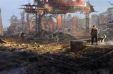 wasteland post apocalyptic wallpaper apocalypse max artstation concept landscape game ruin blockchain deviantart behance scenery background economy survival videogame salvageable