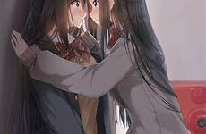 anime school uniform yuri girls schoolgirl stockings hair long pentagon wallpaper wallhaven cc their original