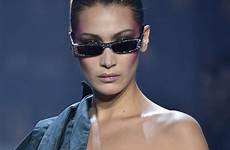 hadid bella nip slip paris week fashion down runway falls outfit bares wardrobe malfunction