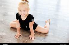 little stretching girl ballerina cute floor dance studio stock alamy