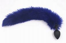 plug tail butt navy blue silicone plugs anal sex masturbation anus fluffy fox toy metal