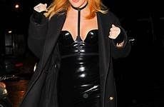 latex ellie dress goulding kim kardashian halloween party skintight style fashion scroll down popping puts poynter dougie takes eye display