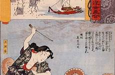 octopus kuniyoshi utagawa fisherman attacked woodblock 1861 woodcut amaterasu 浮世絵 wahooart ama sogno pescatore moglie mijn ukiyoe islamitische dochters basisschool
