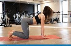 stretching gym exercises doing woman young sexy