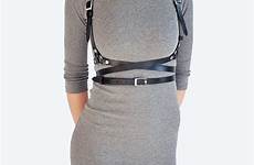 women harness leather body chest belt buckle bondage clothing girl