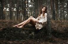 forest girl women barefoot nature sitting wallpaper model shoot tree natural outdoors long trees looking hair photography brunette beauty minidress