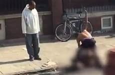 beating man shirtless woman shows street horrifying footage mirror viciously onlookers laugh