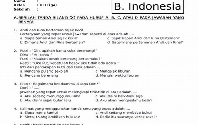 bahasa Indonesia UAS