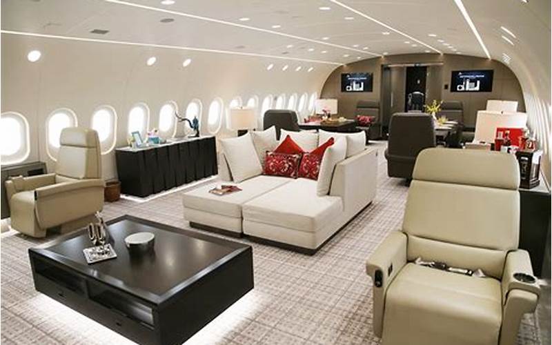 A View Of The Interior Of A 787 10 Private Jet Cabin