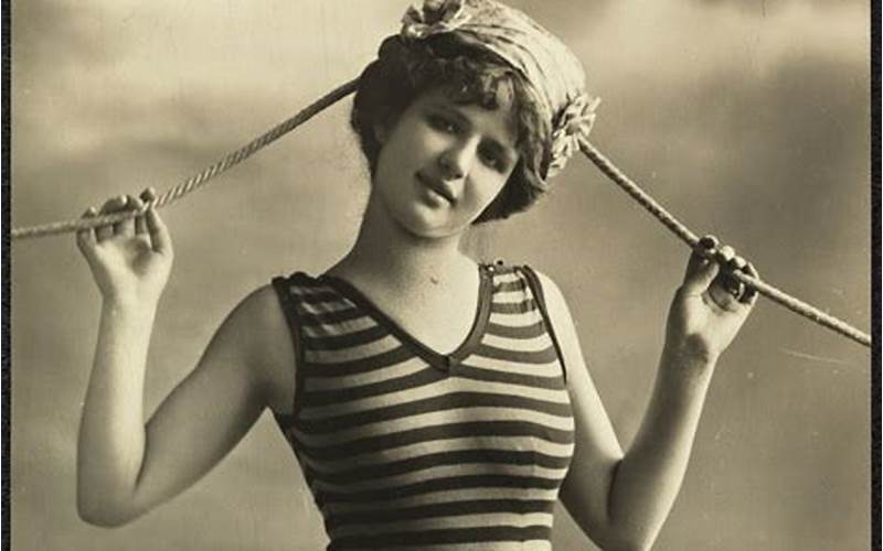A Vintage Black And White Photo Of A Woman In A Bathing Suit