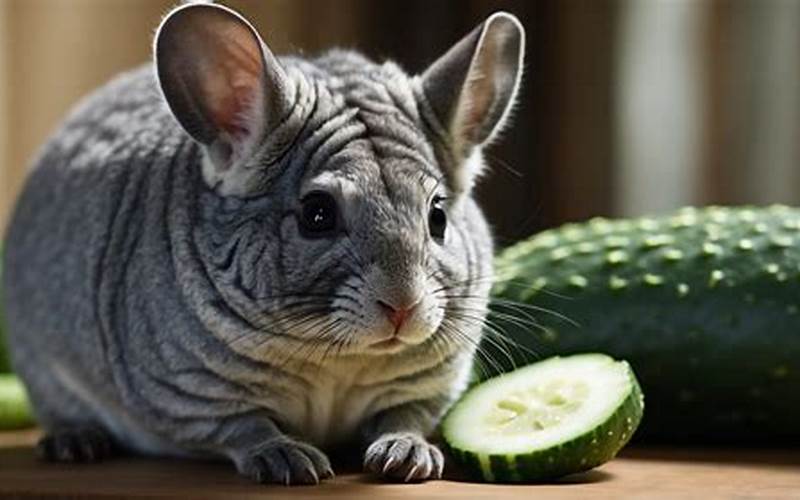 Chinchilla Eating Cucumber Slice