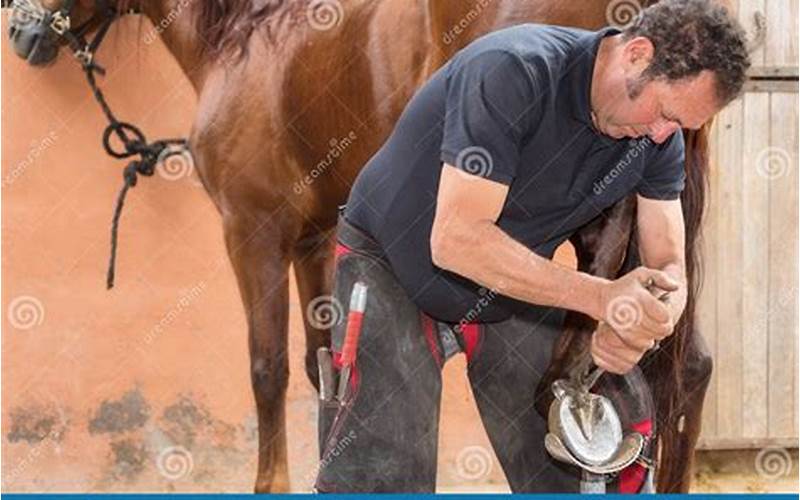 Farrier Working On Horse Hoof