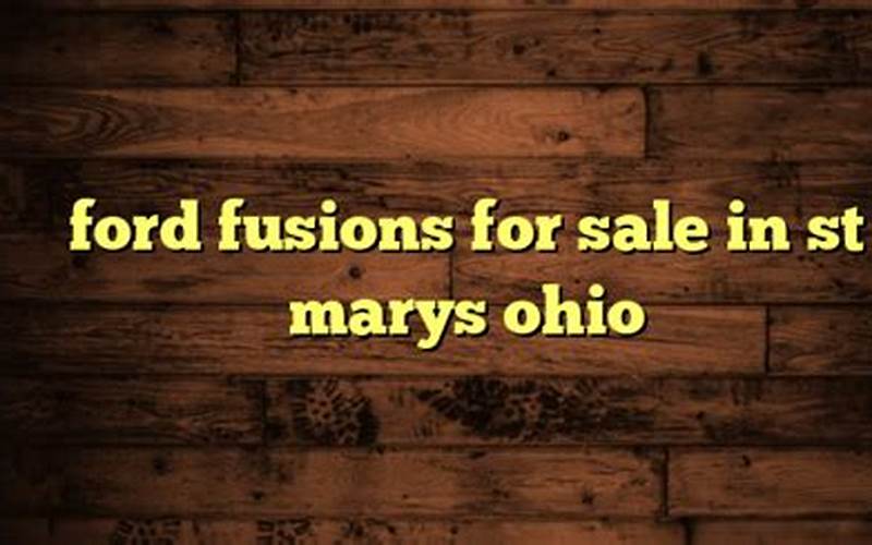 Ford Fusions For Sale In St Marys Ohio