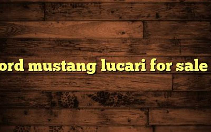 Ford Mustang Lucari For Sale