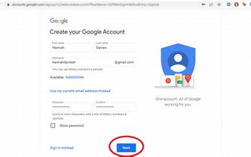 Google Create Account Submit