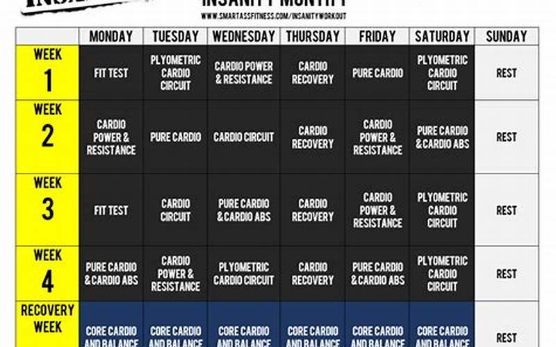 Insanity Calendar Month 1 Workout