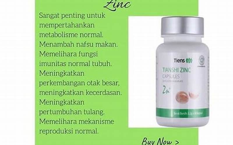 Manfaat Zinc Tiens Untuk Jerawat