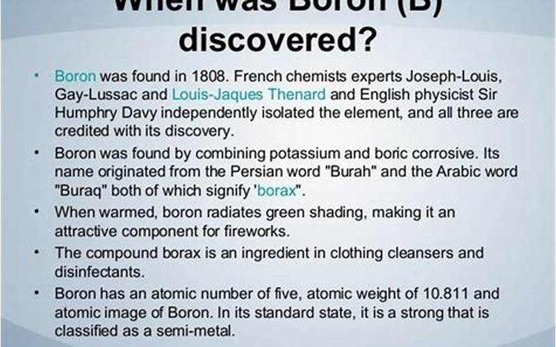 The Discovery Of Boron