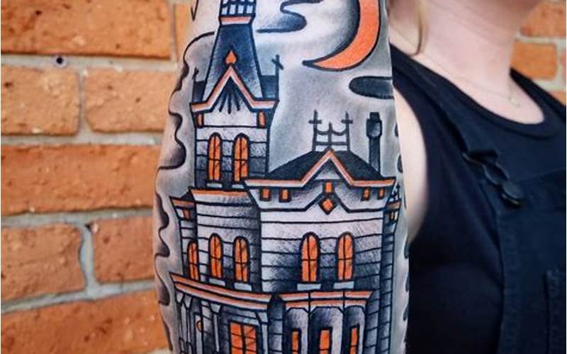 Traditional Haunted House Tattoo
