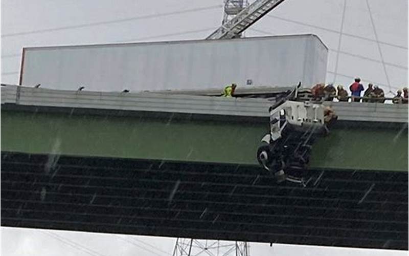 Ups Truck Dangling Off Bridge