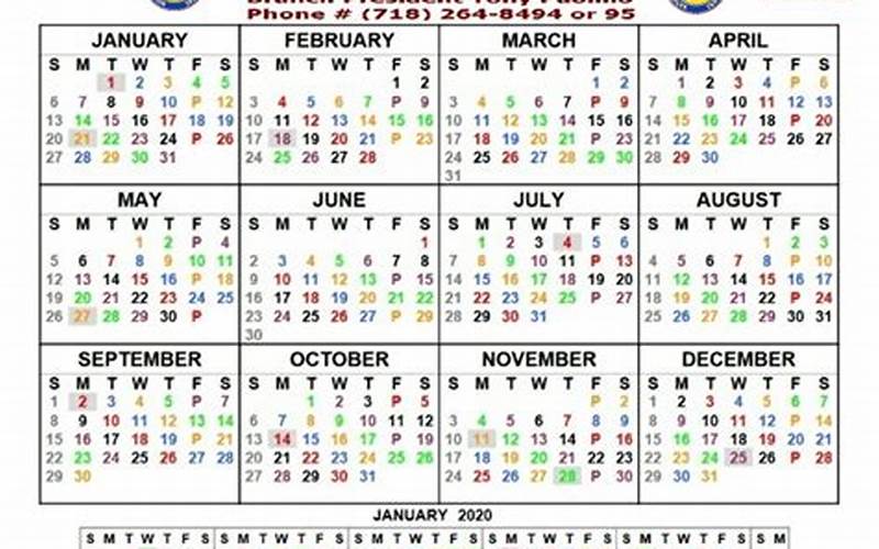 USPS Color Coded Calendar 2022