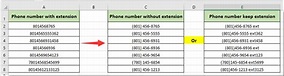 How to format phone number with extension in Excel?