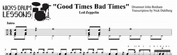 "Good Times Bad Times" Led Zeppelin - Drum Transcription - Nick's Drum ...