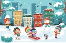 Winter Drawing With Cartoon Character 2825005 Vector Art at Vecteezy
