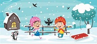 Winter Drawing With Cartoon Character 2824901 Vector Art at Vecteezy