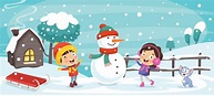 Winter Drawing With Cartoon Character 2824996 Vector Art at Vecteezy
