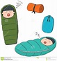 Vector set of sleeping bag stock vector. Illustration of relaxation ...