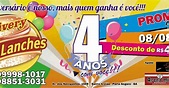 4º Aniversário da EME LANCHES, quem ganha o presente é o cliente ...