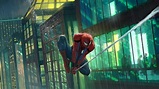 El hombre araña balanceandose entre edificios Fondo de pantalla ID:5683