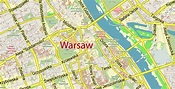 Warsaw Warszawa Poland PDF Vector Map City Plan Low Detailed (for small ...