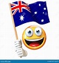 Emoji Holding Australian Flag, Emoticon Waving National Flag of ...