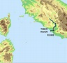 Tiber mapa - Río tíber mapa (Lazio - Italia)