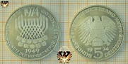 5 DM BRD 1974 F, 25 Jahre Grundgesetz der Bundesrepublik Deutschland ...