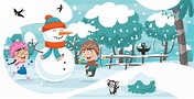Winter Drawing With Cartoon Character 2825016 Vector Art at Vecteezy
