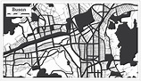 Busan coreia do sul mapa da cidade na cor preto e branco na ilustração ...