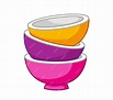 Una pila de platos hondos de diferentes colores ilustración vectorial ...