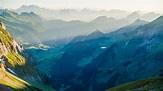 Awesome view from top of a mountain in the morning, in Switzerland ...